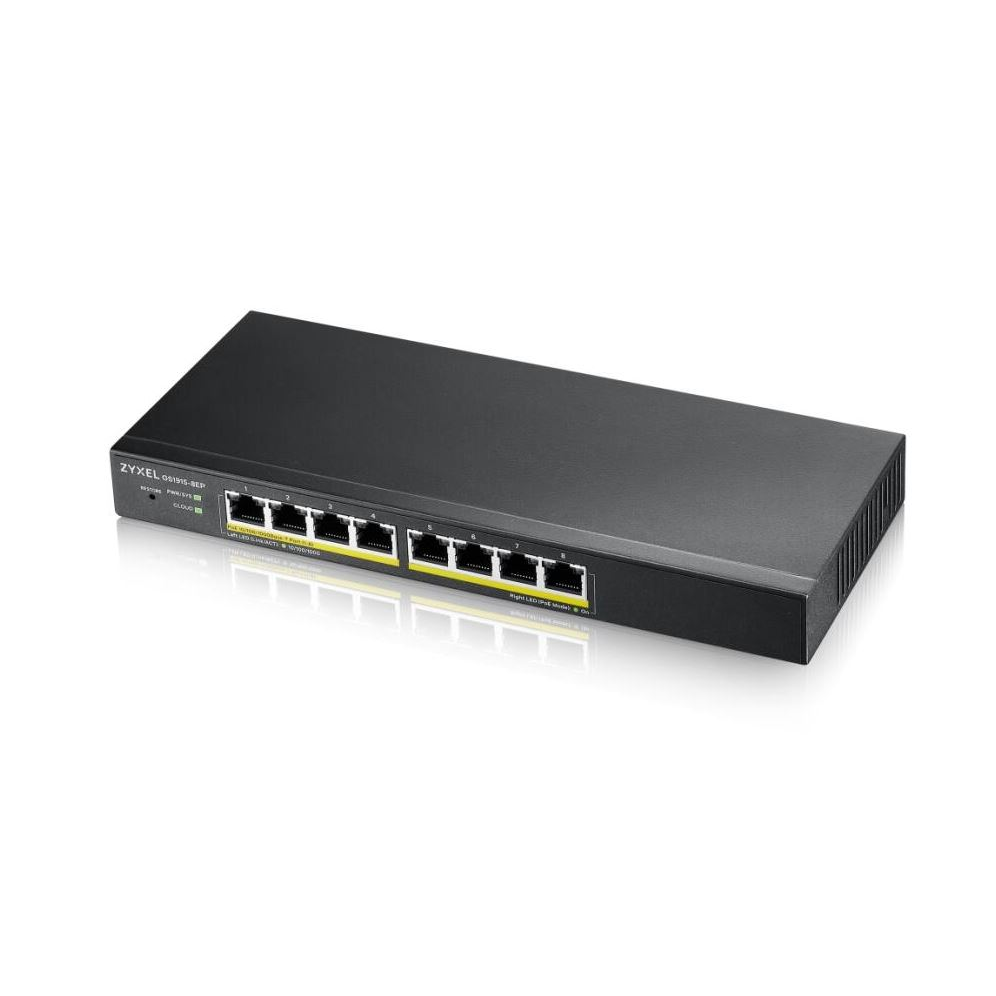 Zyxel GS1915-8EP Upravljano L2 Gigabit Ethernet (10/100/1000) Podrška za napajanje putem Etherneta (PoE) Crno