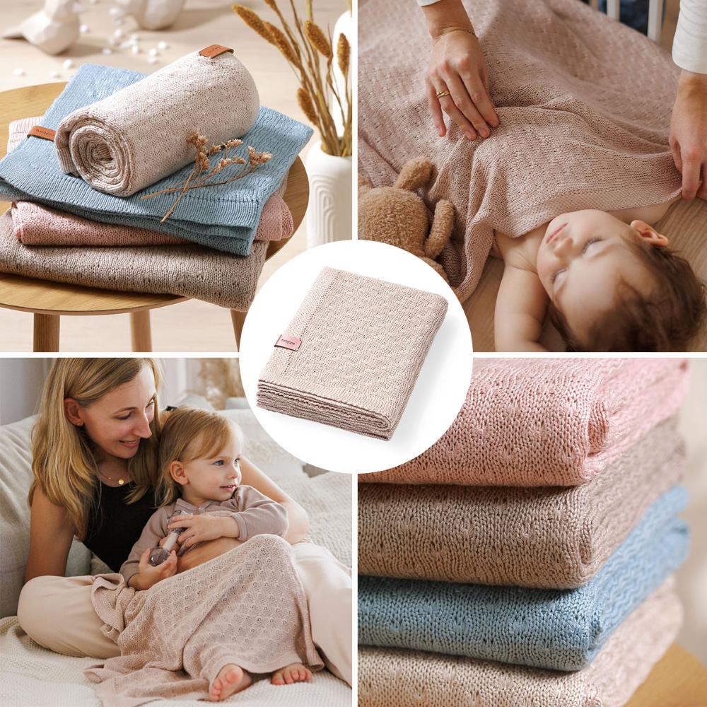 BabyOno Pletena bambus dekica 75x100 cm, plava
