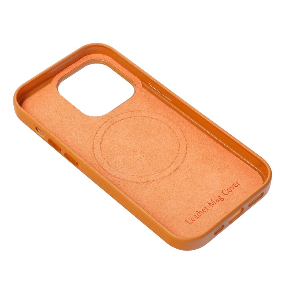Kožené pouzdro Mag Cover pro iPhone 14 oranžové