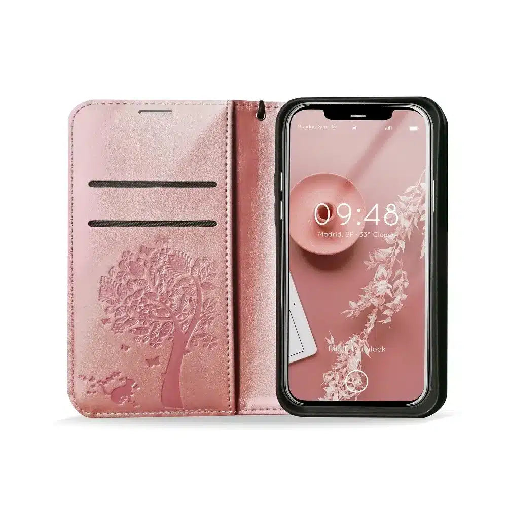 Pouzdro MEZZO Book na XIAOMI Redmi NOTE 10 Pro strom růžové zlato