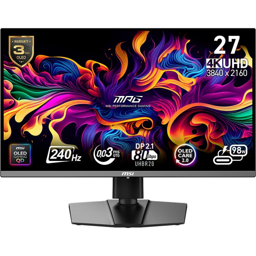 MSI MPG 272URX QD-OLED računalni monitor 67,3 cm (26.5") 3840 x 2160 pikseli 4K Ultra HD Crno