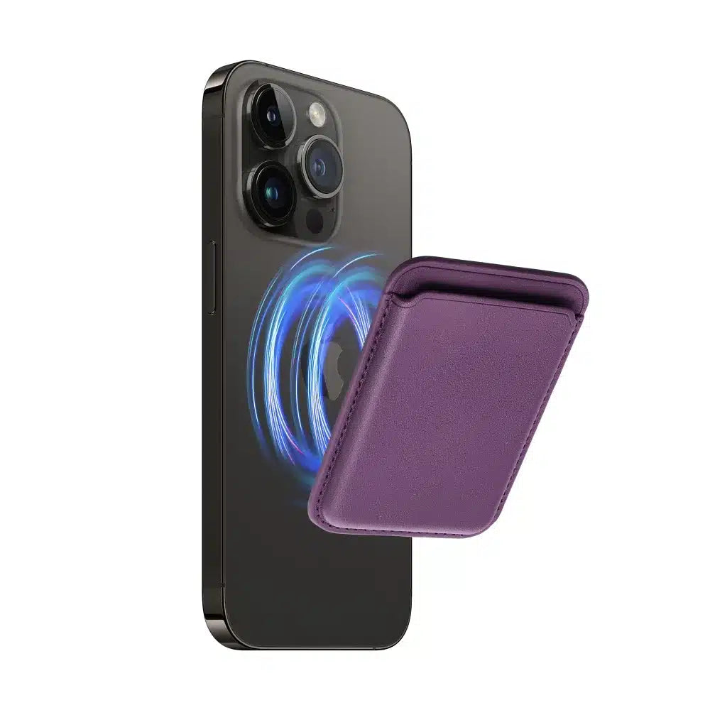 Kožený magnetický Mag Wallet lila barvy