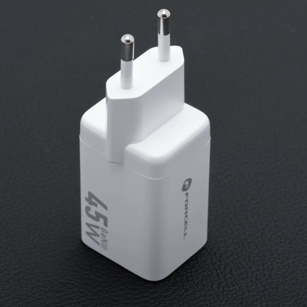 Punjač za telefone Forcell F-Energy Mini GaN III 2 x USB C PD QC4.0 45W VT-36B bijeli