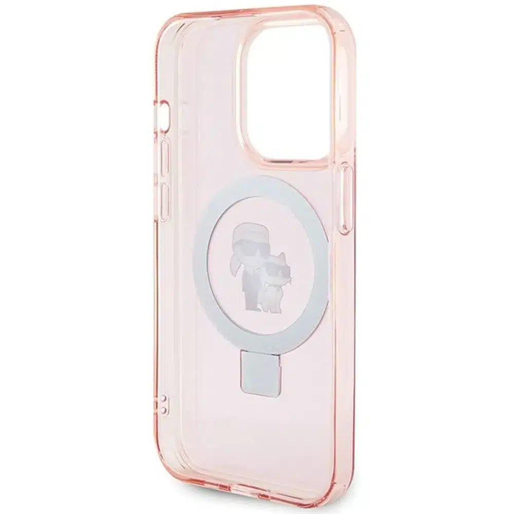 Originalna maska KARL LAGERFELD Hardcase za iPhone 15 Pro Max (Magsafe / Ringstand KC / roza)