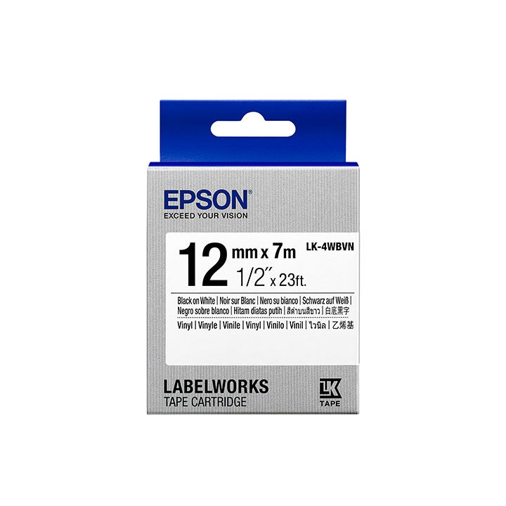 Epson LK-4WBVN TAPES VINYL LABEL TAPE traka za izradu naljepnica Crno na bijelom