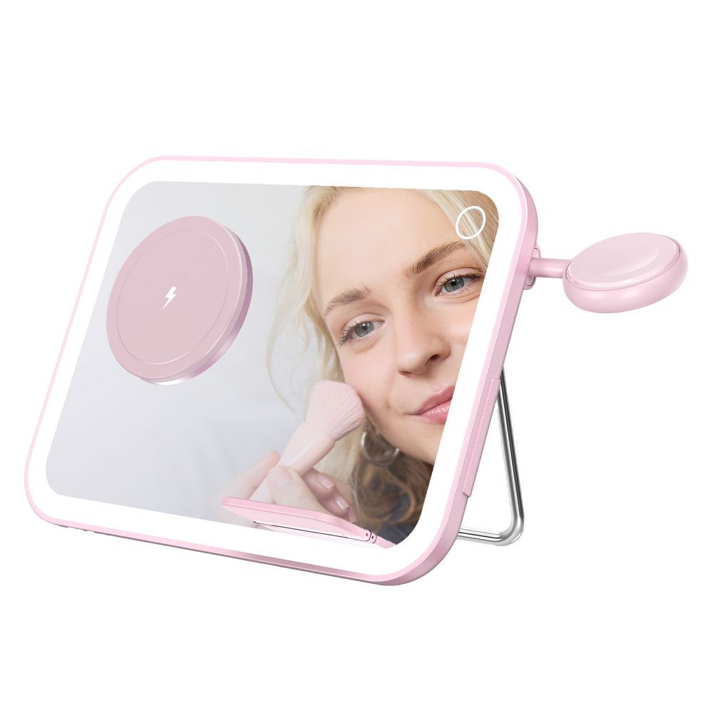 Forcell F-ENERGY Mag Mirror 3 u 1 bežični punjač od 15 W kompatibilan s MagSafe ružičaste boje