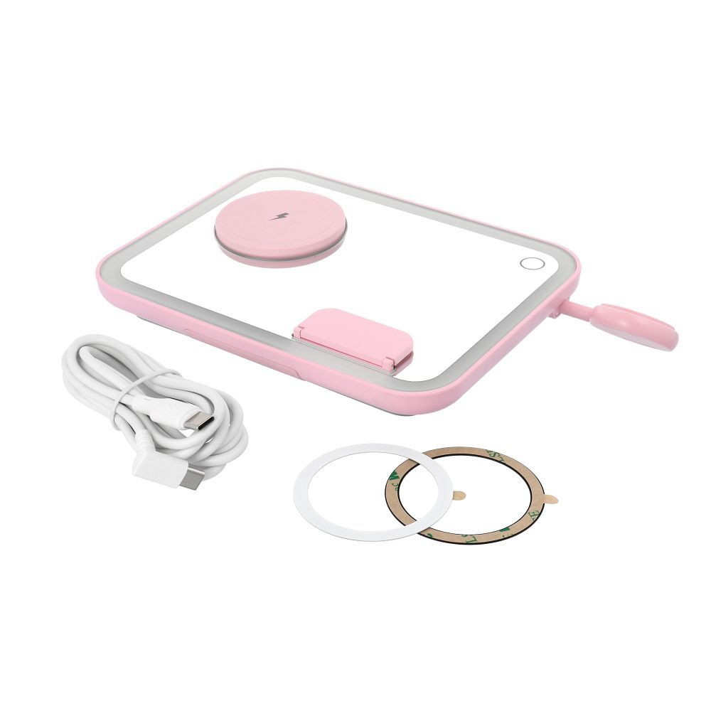 Forcell F-ENERGY Mag Mirror 3 u 1 bežični punjač od 15 W kompatibilan s MagSafe ružičaste boje