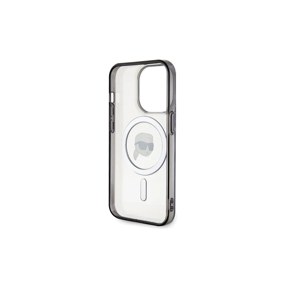 Originalna KARL LAGERFELD Hardcase KLHMP15LHKHNOTK maska za iPhone 15 PRO (Karl Head + MAG / prozirna)