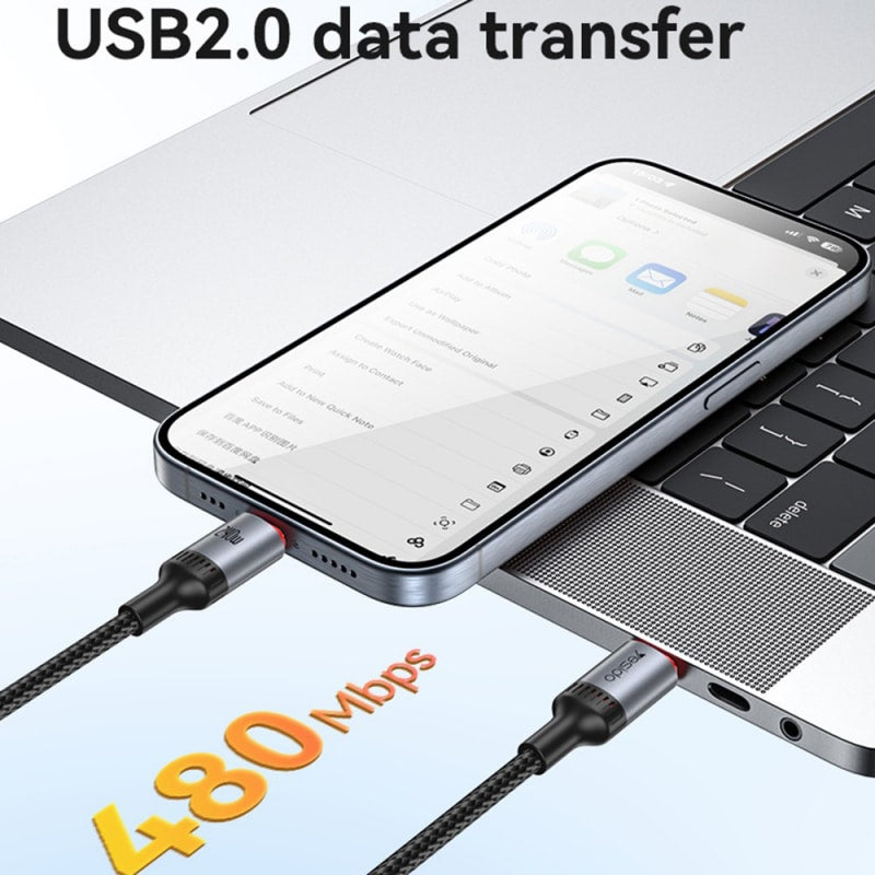 USB-C na USB-C kabel Yesido CA185 240 W 120 cm crni
