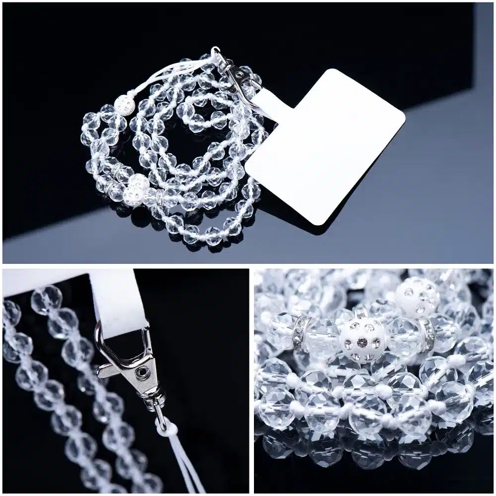 Privjesak za telefon CRYSTAL DIAMOND / dužina kabla 74cm (37cm u omči) / oko vrata bijeli