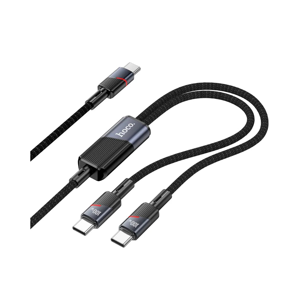2u1 USB C na USB C / USB C kabel Hoco 5A 100W 120 cm U139 crni