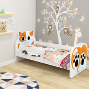 Dječji krevet ACMA Animals, bočna bijela 140x70 cm 02 Mačka