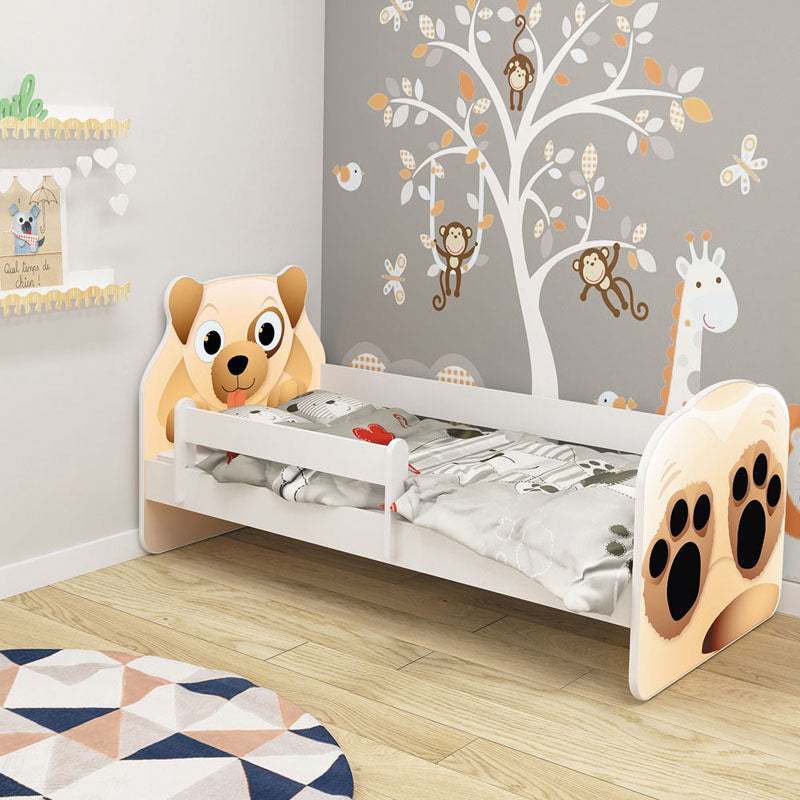 Dječji krevet ACMA Animals, bočna bijela 180x80 cm 04 Pas