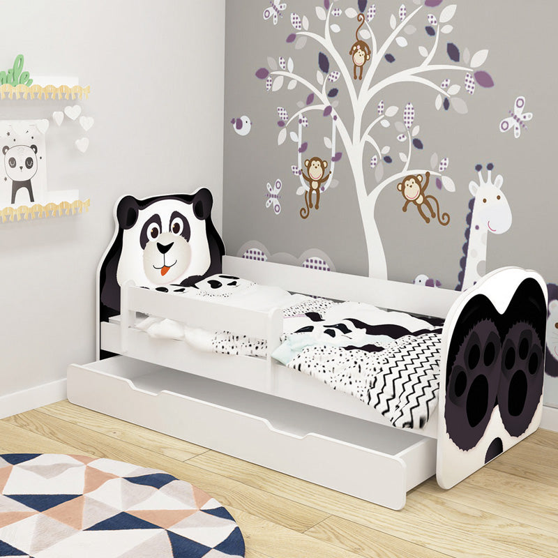 Dječji krevet ACMA Animals, bočna bijela + ladica 140x70 cm 06 Panda