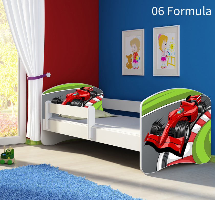 Dječji krevet ACMA s motivom, bočna bijela 160x80 cm 06 Formula 1