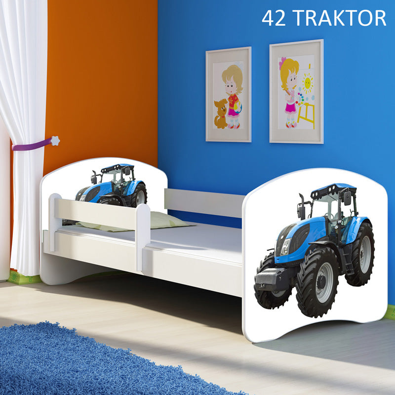 Dječji krevet ACMA s motivom, bočna bijela 140x70 cm 42 Traktor