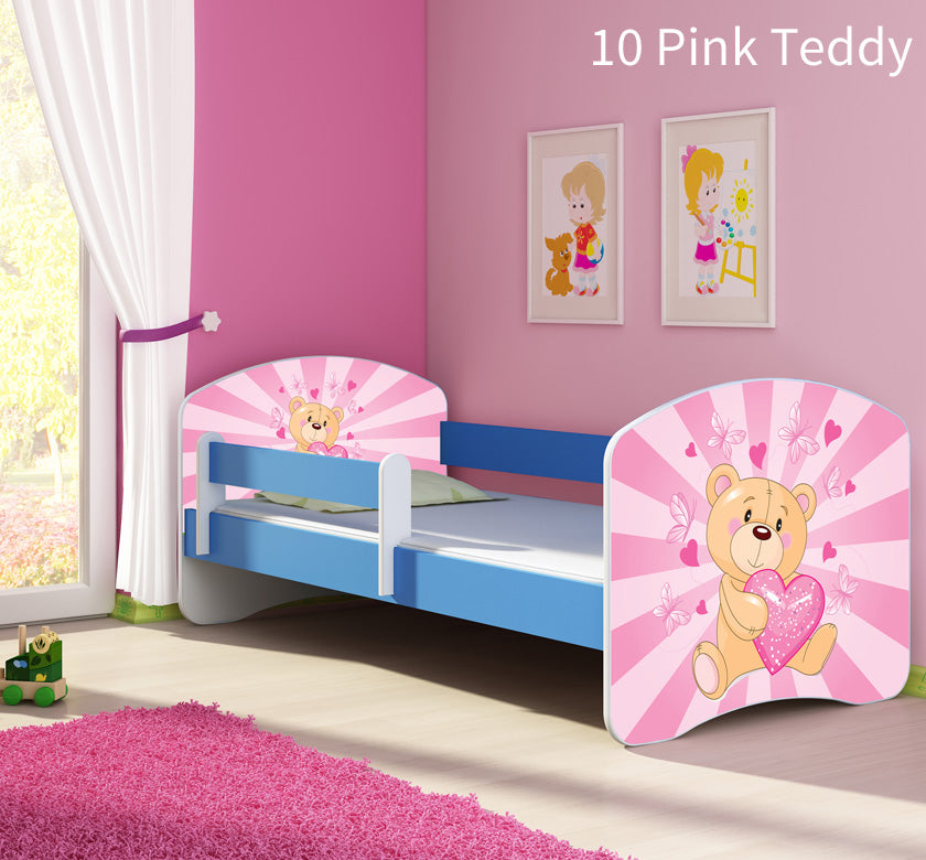 Dječji krevet ACMA s motivom, bočna plava 180x80 cm 10 Pink Teddy Bear