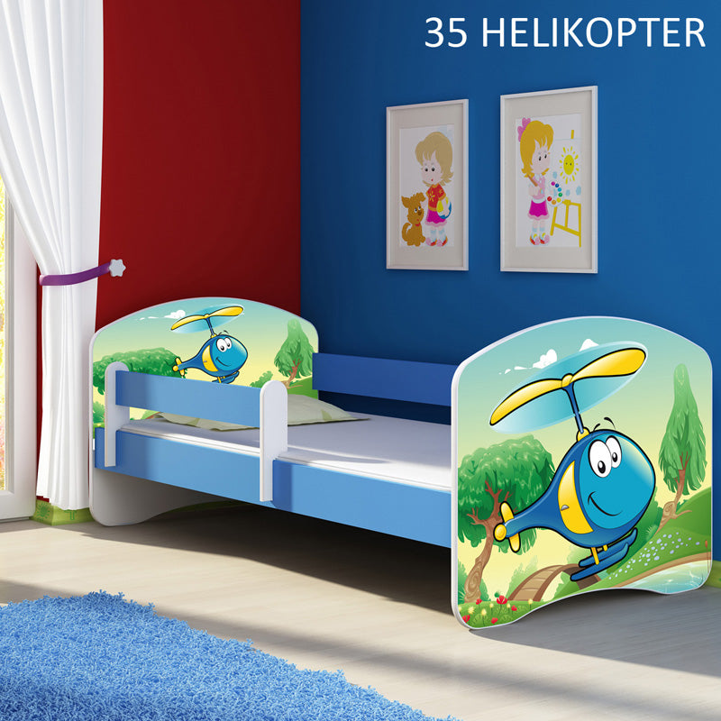 Dječji krevet ACMA s motivom, bočna plava 180x80 cm 35 Helikopter
