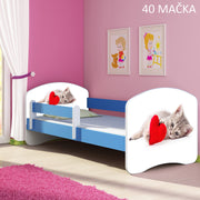Dječji krevet ACMA s motivom, bočna plava 140x70 cm 40 Mačka