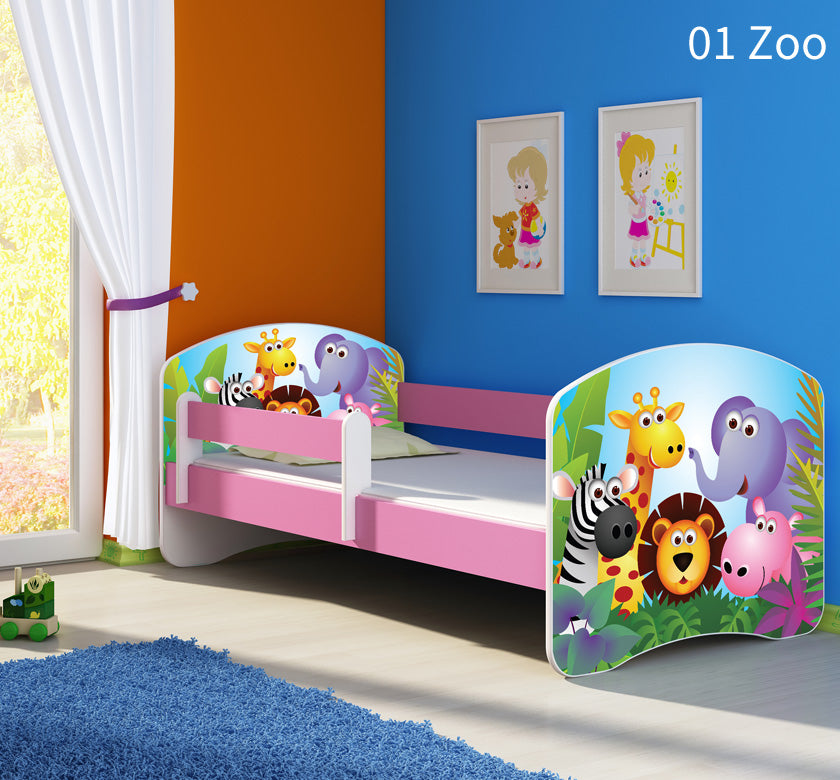 Dječji krevet ACMA s motivom, bočna roza 180x80 cm