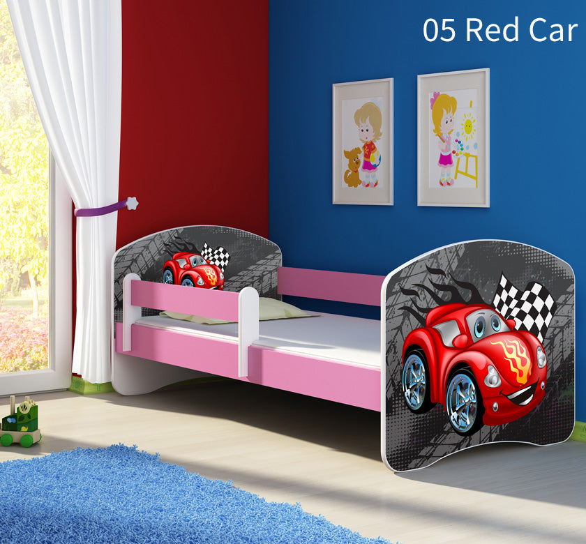 Dječji krevet ACMA s motivom, bočna roza 140x70 cm 05 Red Car