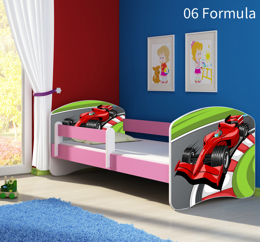 Dječji krevet ACMA s motivom, bočna roza 140x70 cm 06 Formula 1
