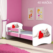 Dječji krevet ACMA s motivom, bočna roza 160x80 cm 40 Mačka