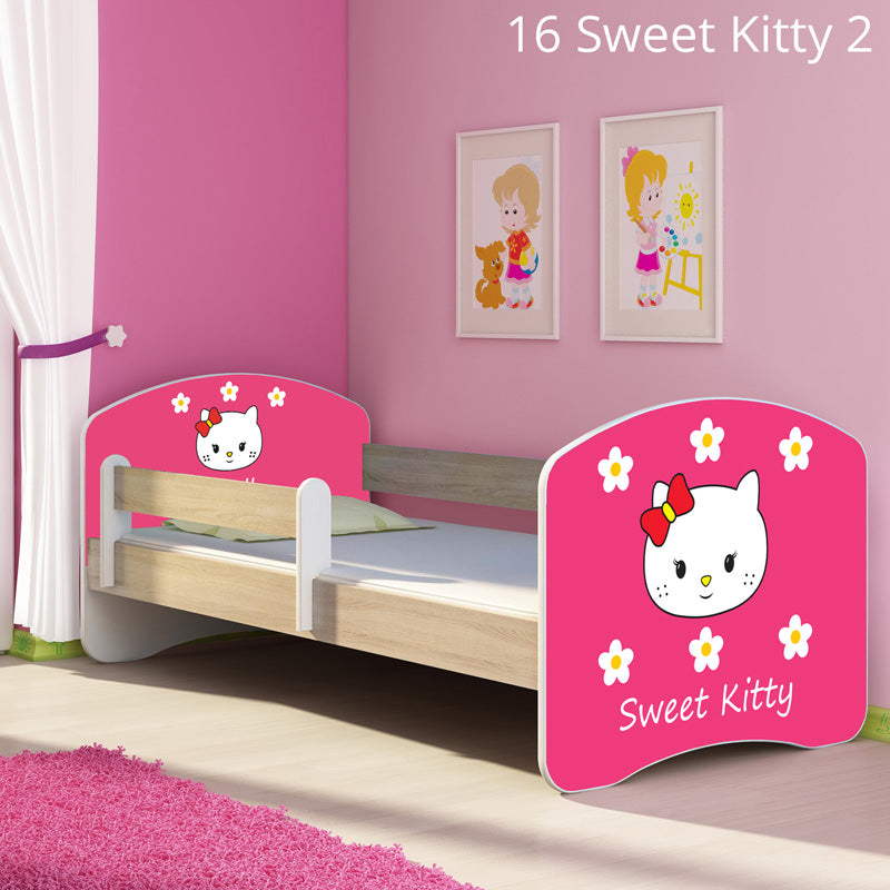 Dječji krevet ACMA s motivom, bočna sonoma 180x80 cm 16 Sweet Kitty 2