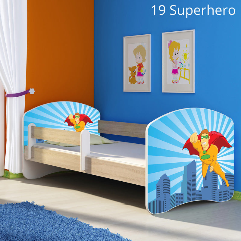 Dječji krevet ACMA s motivom, bočna sonoma 160x80 cm 19 Superhero