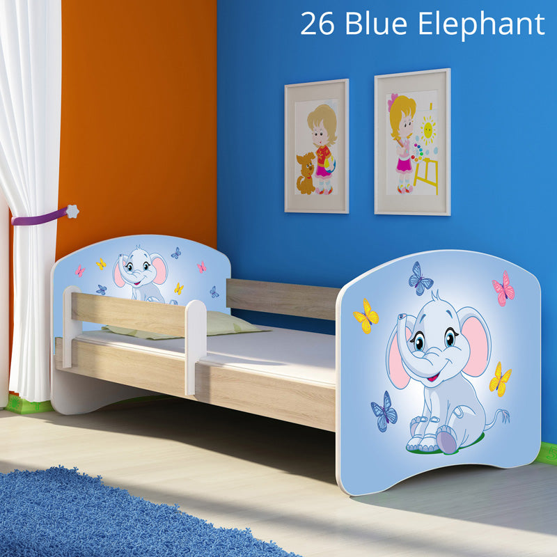 Dječji krevet ACMA s motivom, bočna sonoma 160x80 cm 26 Blue Elephant