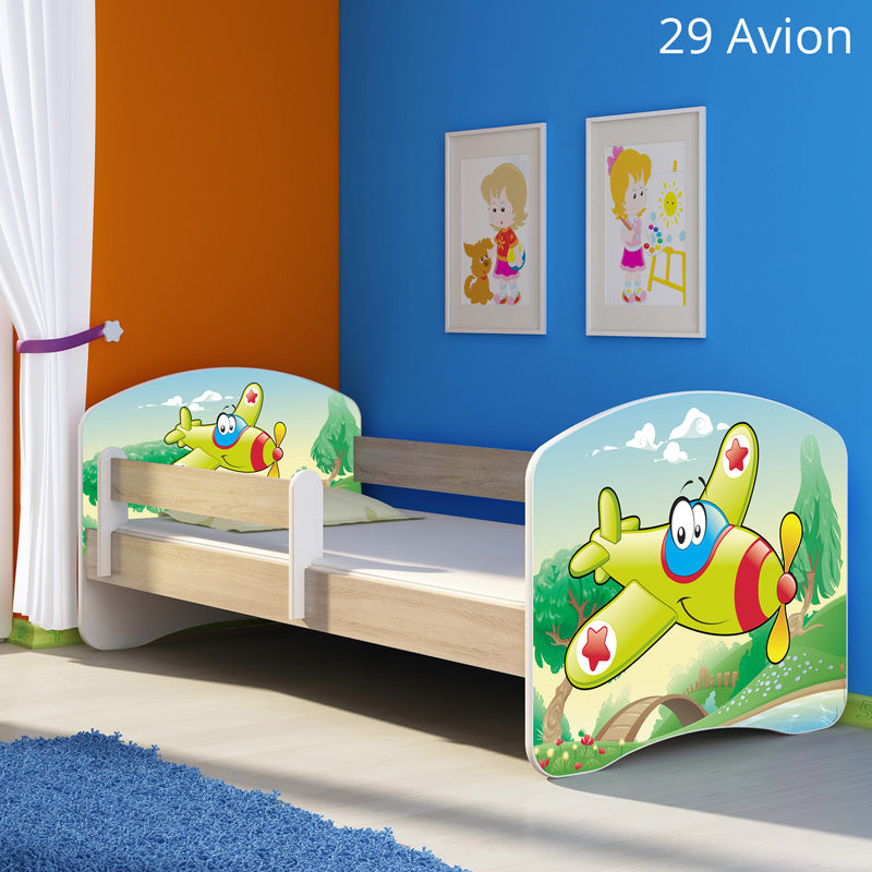 Dječji krevet ACMA s motivom, bočna sonoma 140x70 cm 29 Aeroplane