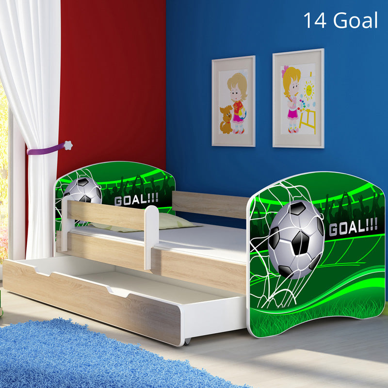 Dječji krevet ACMA s motivom, bočna sonoma + ladica 180x80 cm 14 Goal