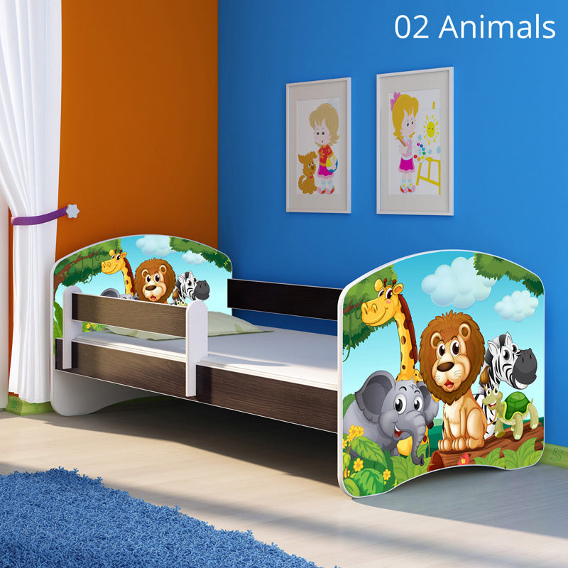 Dječji krevet ACMA s motivom, bočna wenge 140x70 cm 02 Animals