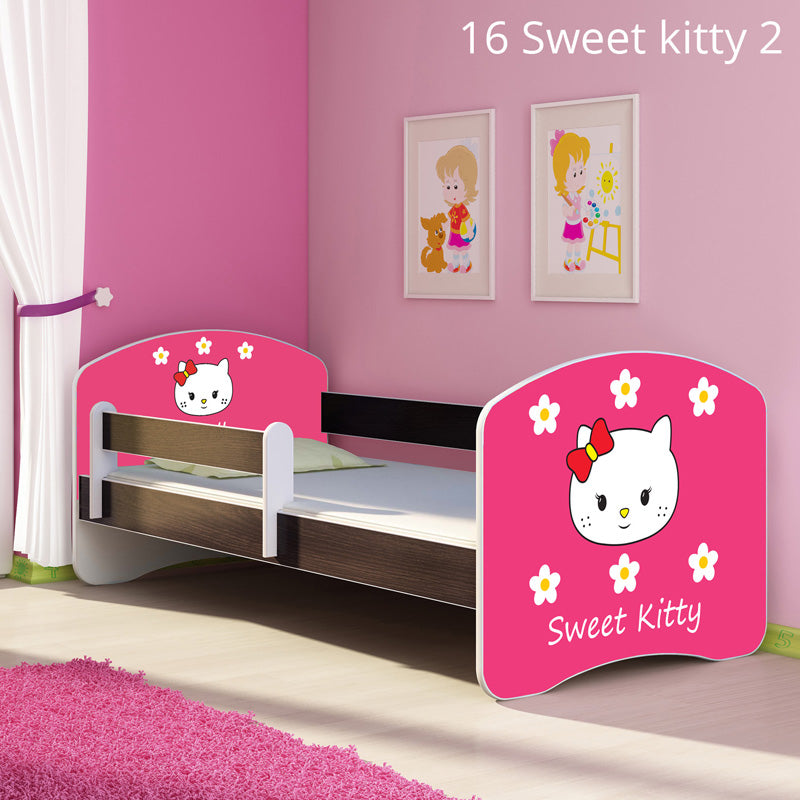 Dječji krevet ACMA s motivom, bočna wenge 140x70 cm 16 Sweet Kitty 2
