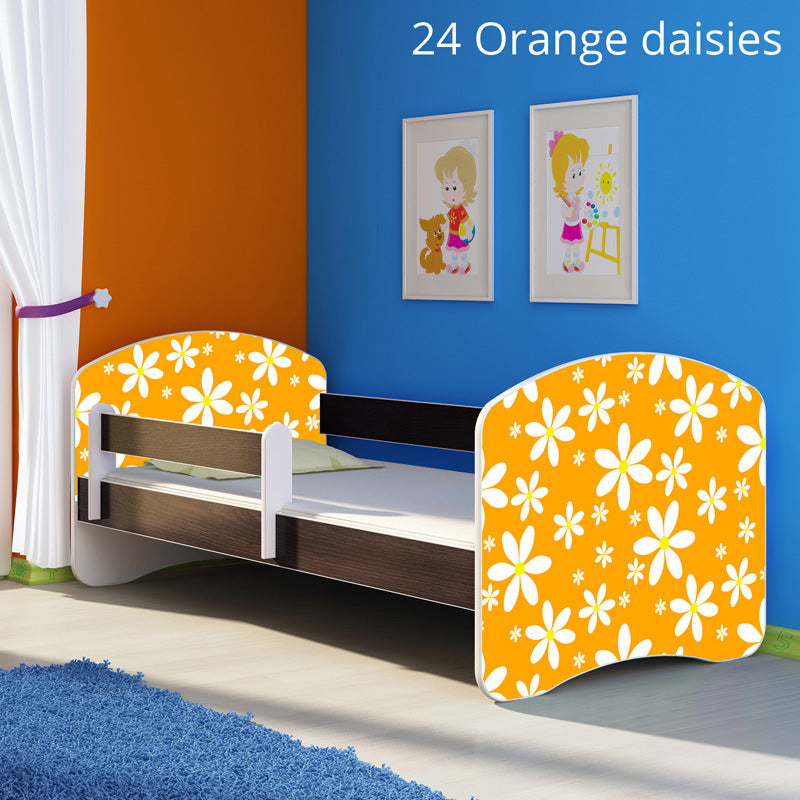 Dječji krevet ACMA s motivom, bočna wenge 180x80 cm 24 Orange Daisy