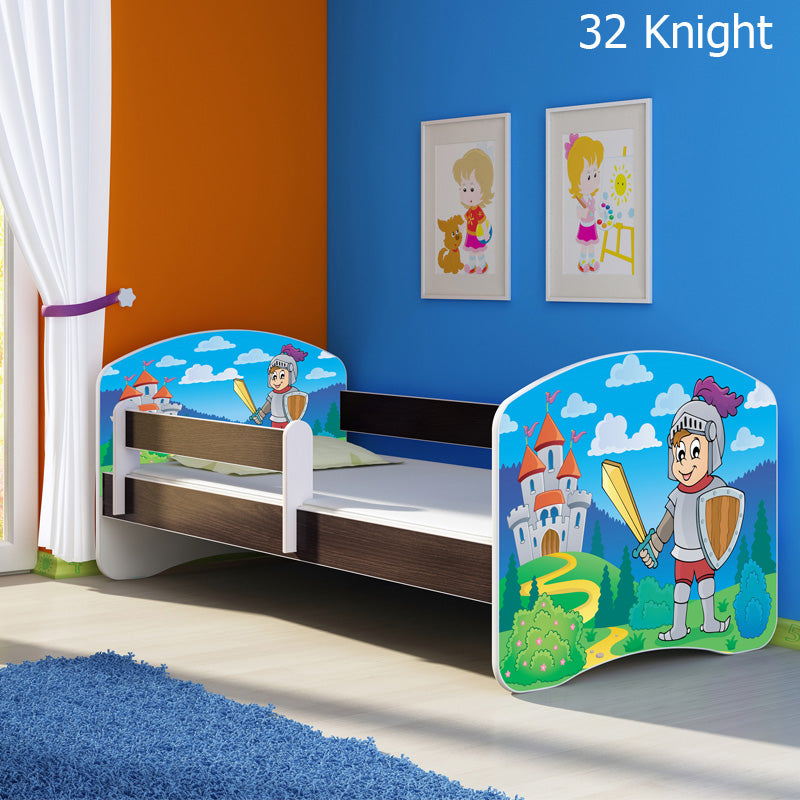 Dječji krevet ACMA s motivom, bočna wenge 140x70 cm 32 Knight
