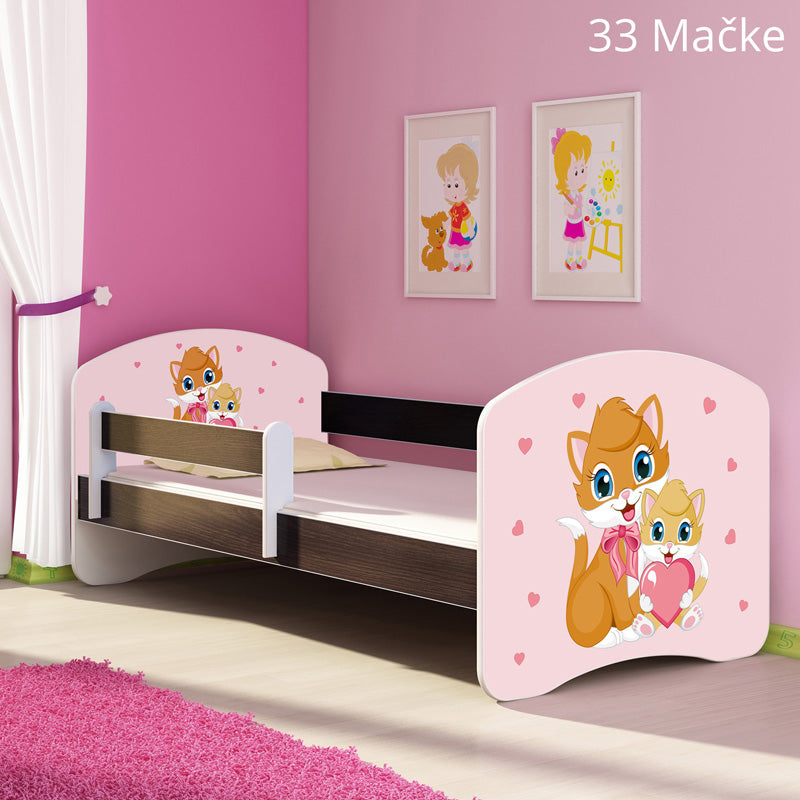Dječji krevet ACMA s motivom, bočna wenge 160x80 cm 33 Cats