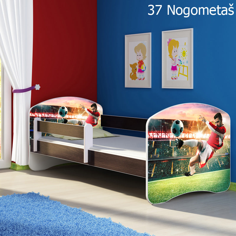 Dječji krevet ACMA s motivom, bočna wenge 160x80 cm 37 Nogometaš