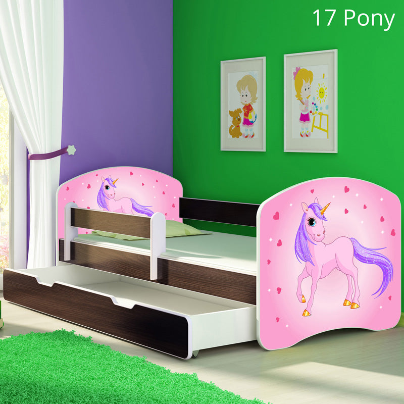 Dječji krevet ACMA s motivom, bočna wenge + ladica 160x80 cm 17 Pony