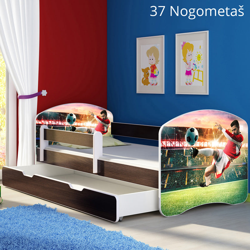 Dječji krevet ACMA s motivom, bočna wenge + ladica 160x80 cm 37 Nogometaš