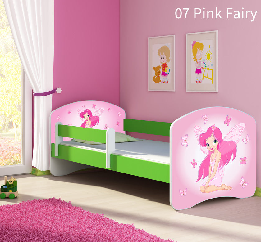 Dječji krevet ACMA s motivom, bočna zelena 180x80 cm 07 Pink Fairy