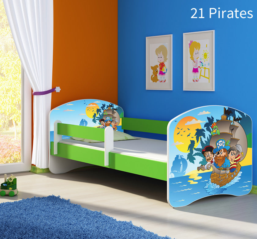 Dječji krevet ACMA s motivom, bočna zelena 140x70 cm 21 Pirates