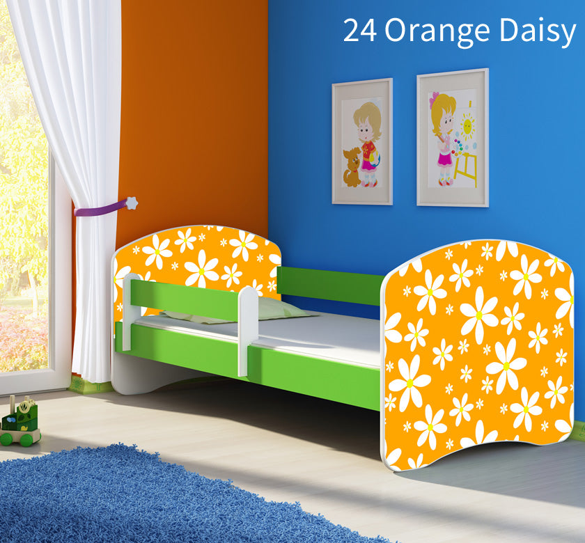 Dječji krevet ACMA s motivom, bočna zelena 180x80 cm 24 Orange Daisy