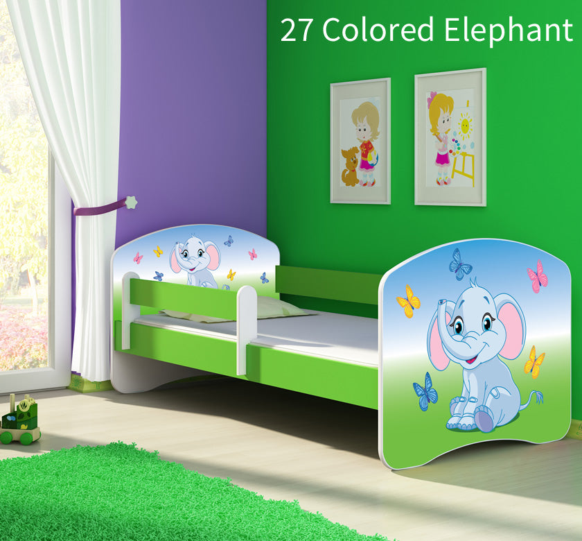 Dječji krevet ACMA s motivom, bočna zelena 180x80 cm 27 Colored Elephant