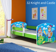 Dječji krevet ACMA s motivom, bočna zelena 140x70 cm 32 Knight