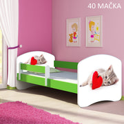 Dječji krevet ACMA s motivom, bočna zelena 160x80 cm 40 Mačka