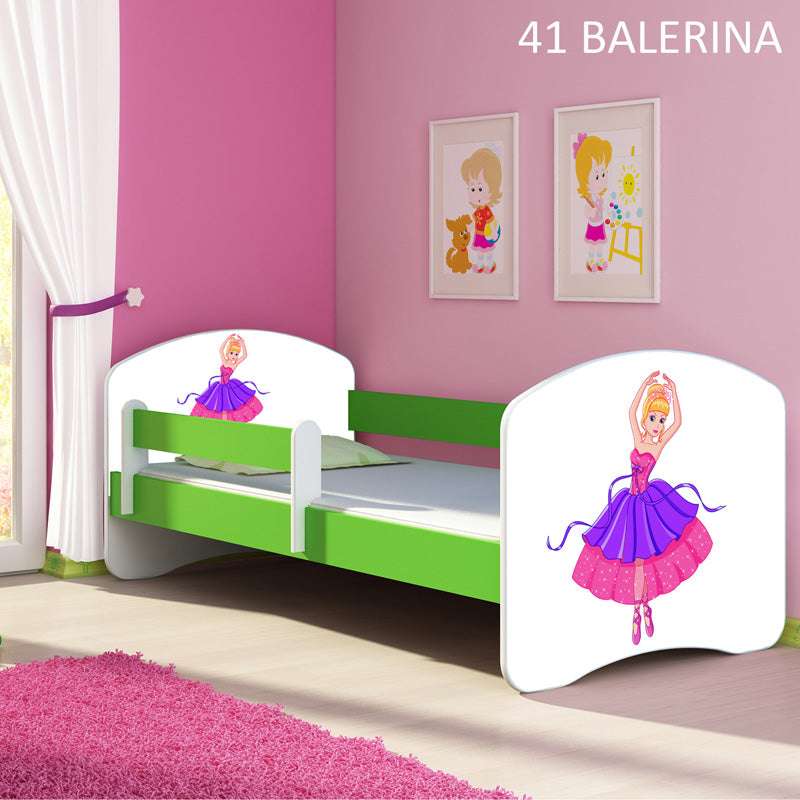 Dječji krevet ACMA s motivom, bočna zelena 160x80 cm 41 Balerina