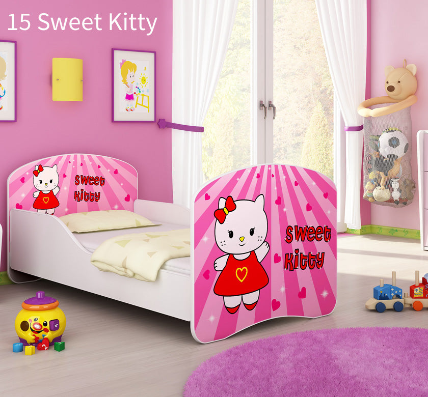 Dječji krevet ACMA s motivom 140x70 cm 15 Sweet Kitty