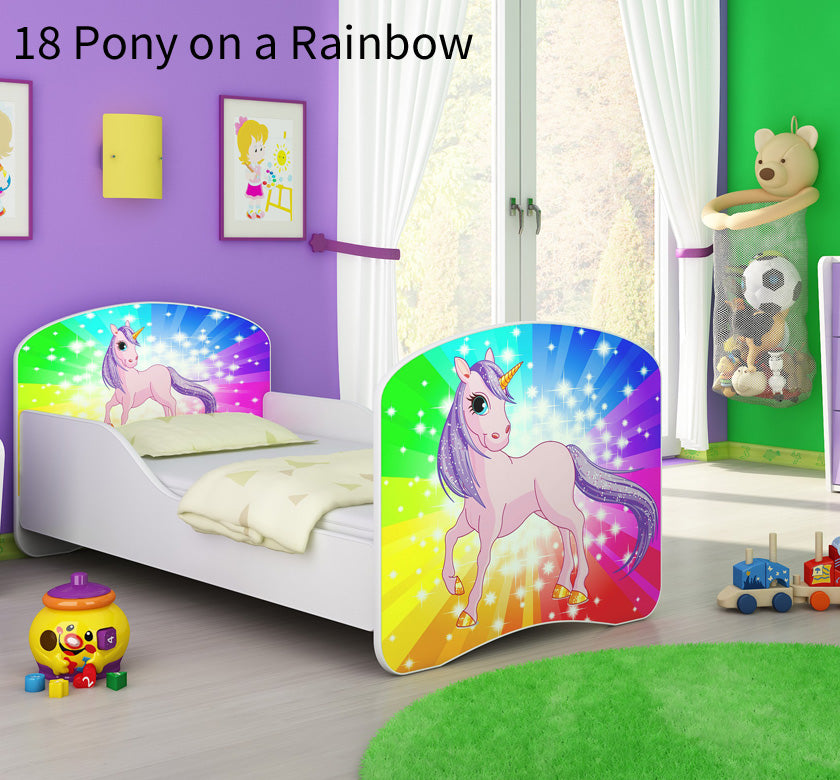 Dječji krevet ACMA s motivom 140x70 cm 18 Pony on a rainbow