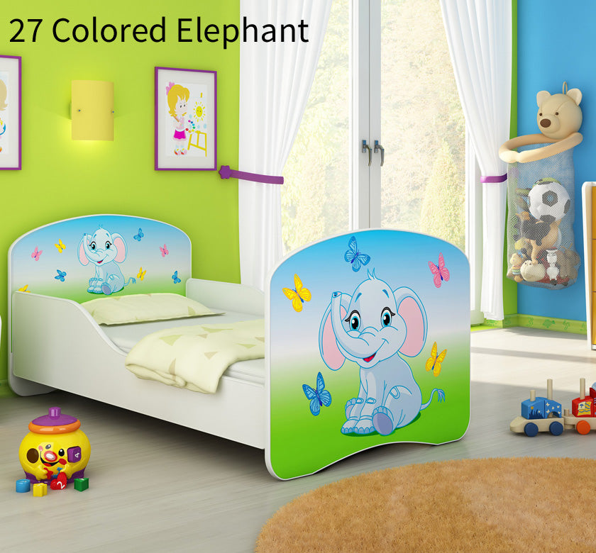 Dječji krevet ACMA s motivom 140x70 cm 27 Colored Elephant
